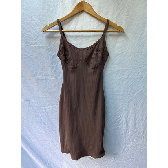 Year of Ours Dresses & Skirts - Year of Ours Ribbed Bustier Mini Dress Brown Spaghetti Strap Bodycon Size Small